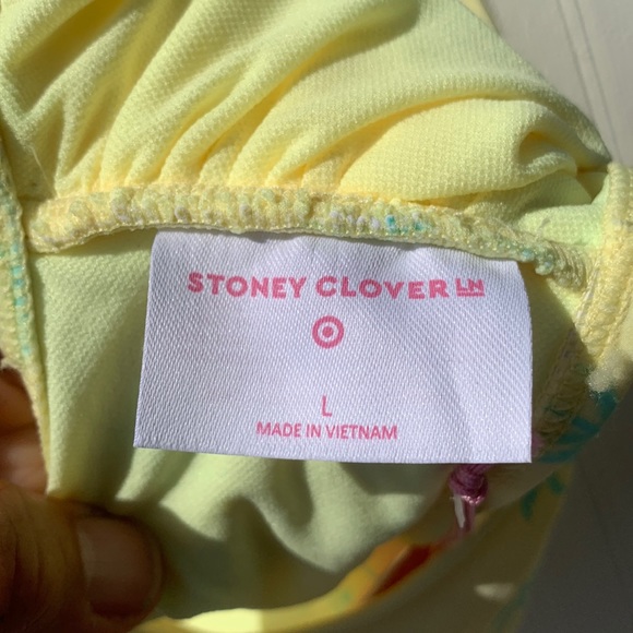 Stoney Clover yellow with palm tree bikini top L - Picture 6 of 7